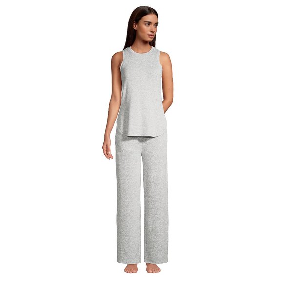 Tall Womens Robe and Pajamas 3pcs Full Set Light Gray Heather Grey Tall L LT TL - Picture 2 of 9